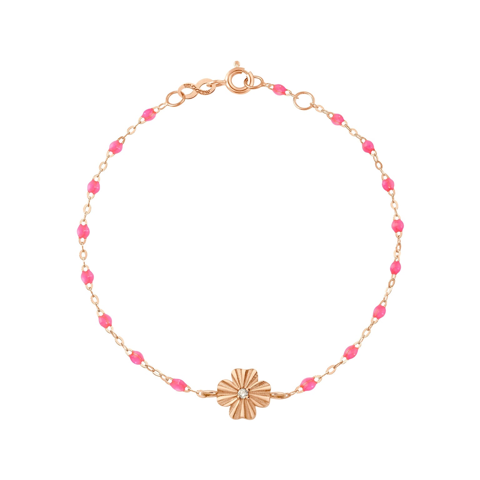 Gigi Clozeau - Clover Lumière Pink Diamond Bracelet, Rose Gold, 6.7"