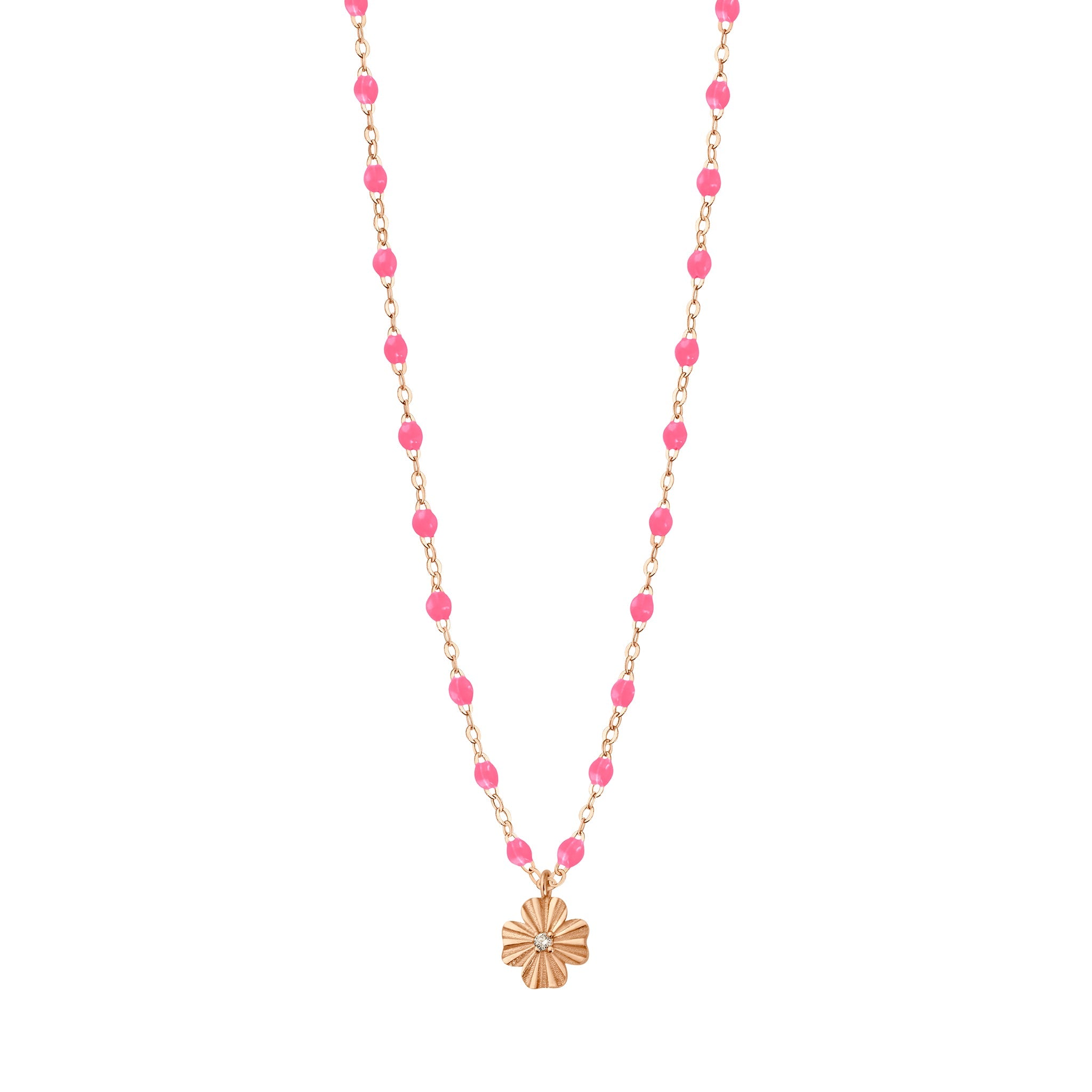 Gigi Clozeau - Clover Lumière Pink Diamond Necklace, Rose Gold, 16.5"