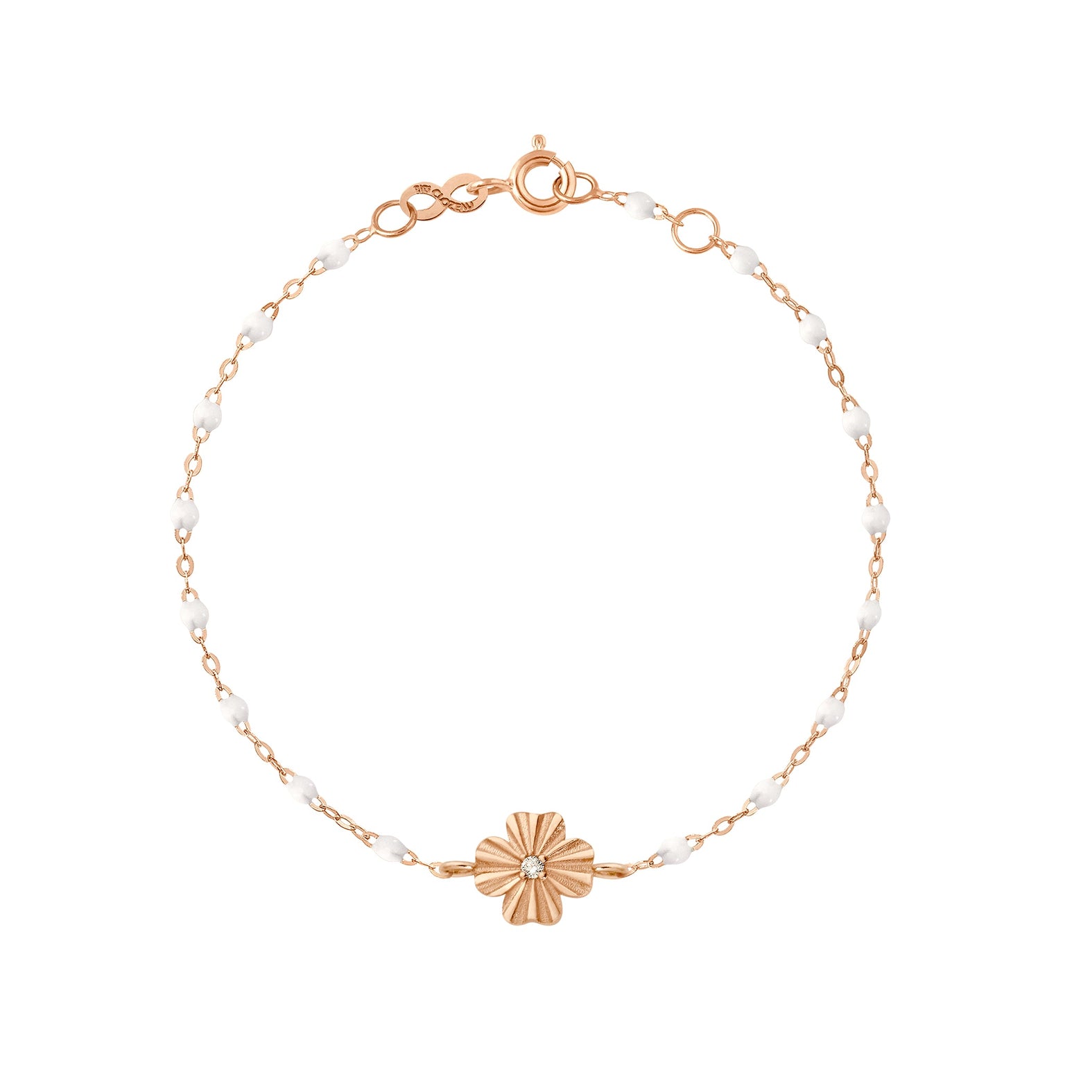 Gigi Clozeau - Clover Lumière White Diamond Bracelet, Rose Gold, 6.7"