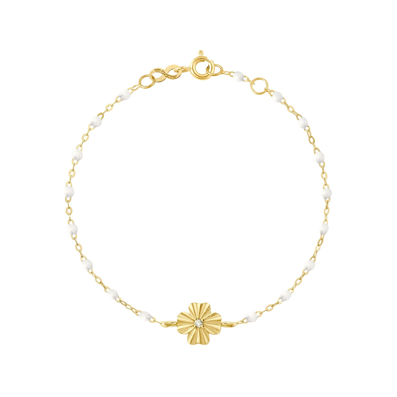 Gigi Clozeau - Clover Lumière White Diamond Bracelet, Yellow Gold, 6.7"