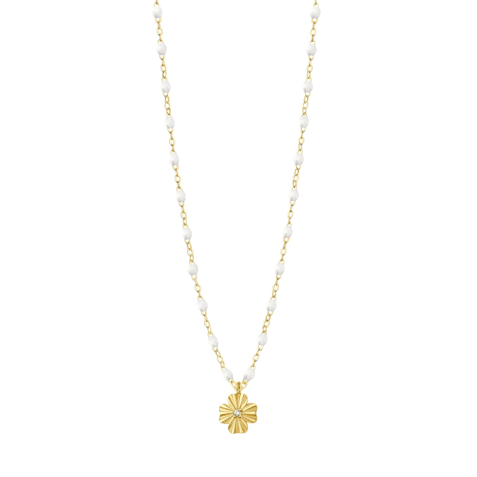 Gigi Clozeau - Clover Lumière White Diamond Necklace, Yellow Gold, 16.5"