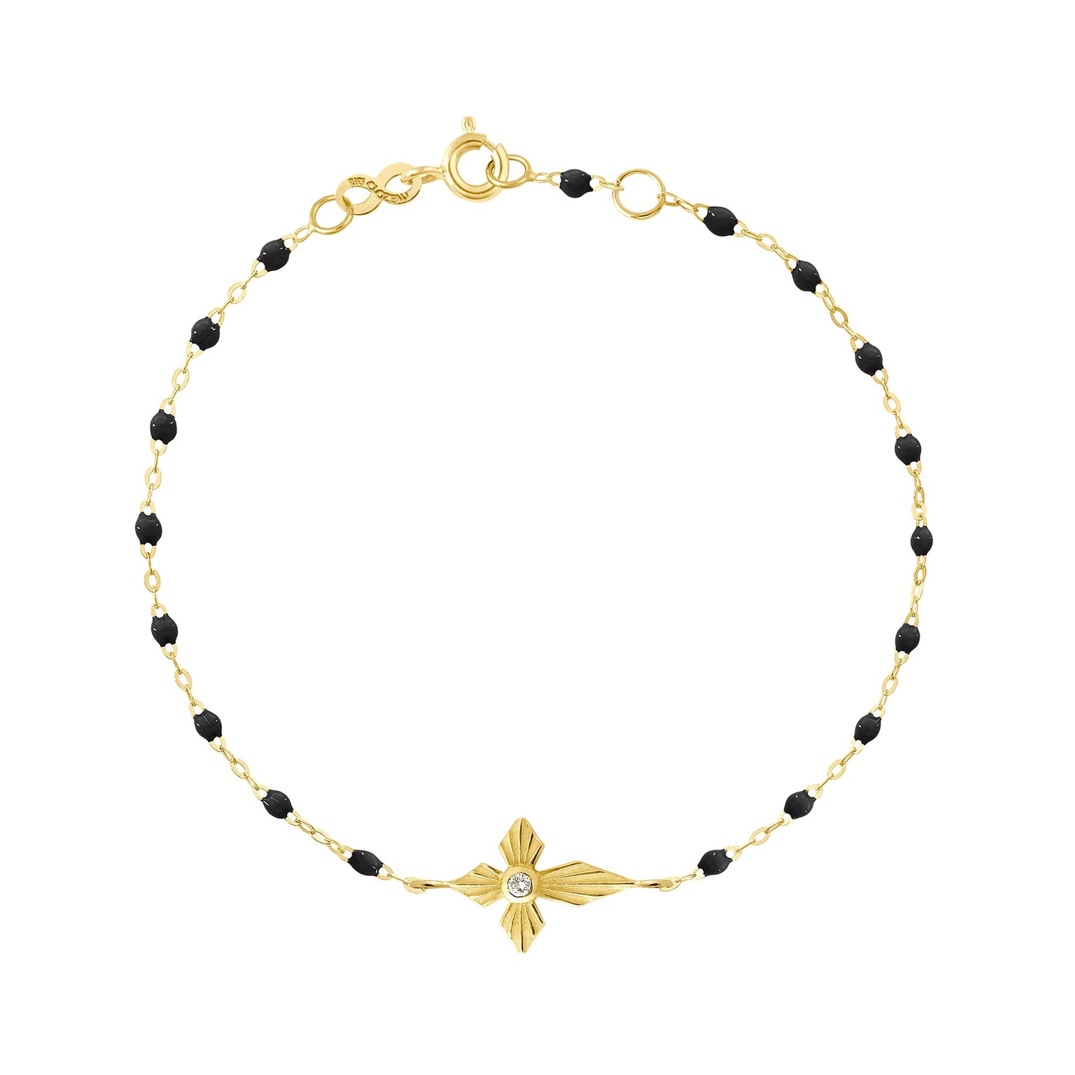 Gigi Clozeau - Croix Lumière Black Diamond Bracelet, Yellow Gold, 6.7"