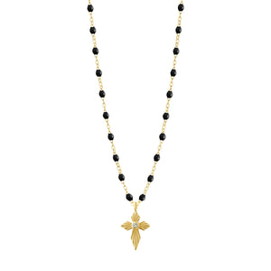 Gigi Clozeau - Croix Lumière Black Diamond Necklace, Yellow Gold, 16.5"