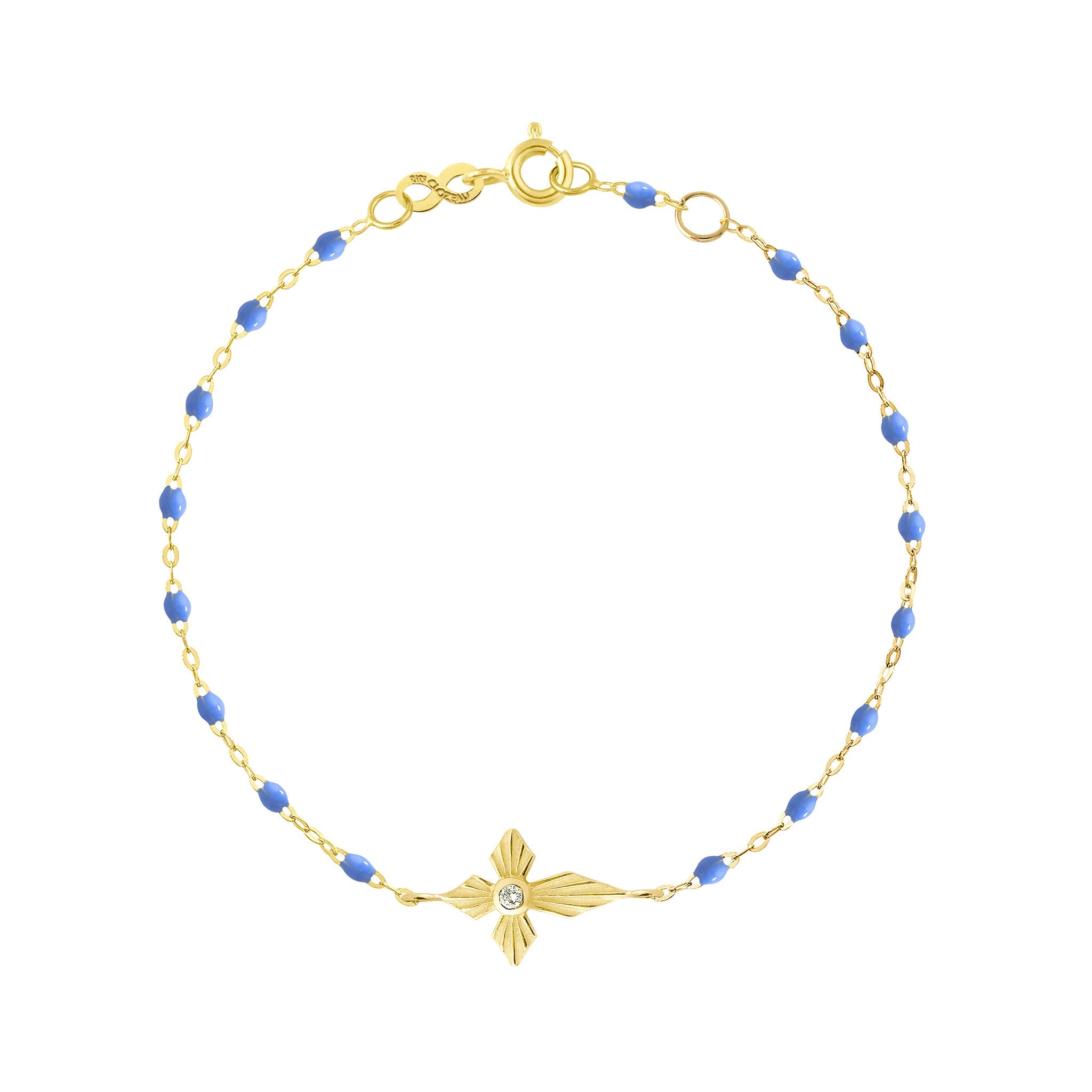 Gigi Clozeau - Croix Lumière Bleuet diamond Bracelet, Yellow Gold, 6.7"