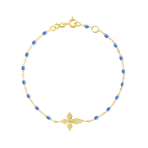 Gigi Clozeau - Croix Lumière Bleuet diamond Bracelet, Yellow Gold, 6.7"