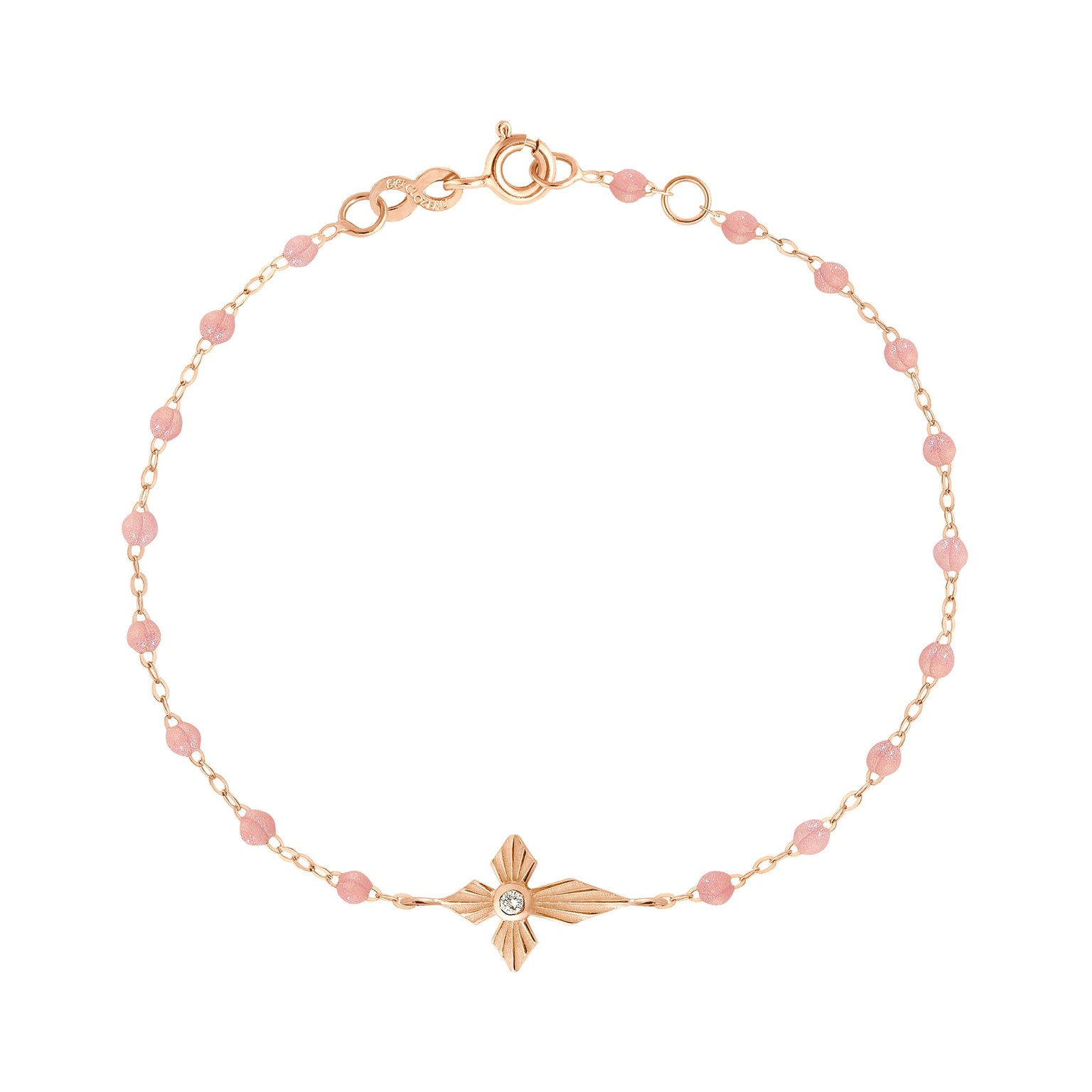 Gigi Clozeau - Croix Lumière Blush Diamond Bracelet, Rose Gold, 6.7"