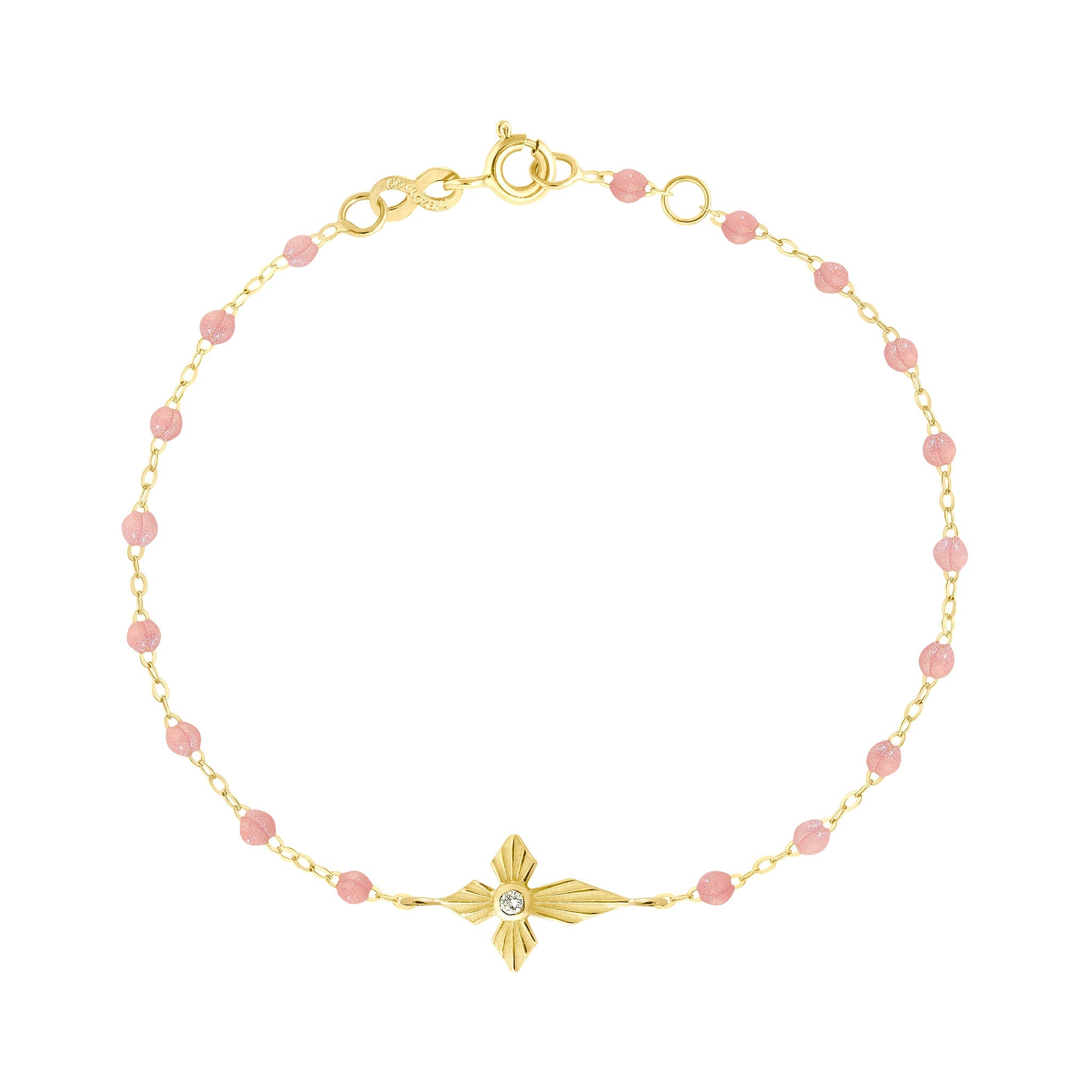 Gigi Clozeau - Croix Lumière Blush Diamond Bracelet, Yellow Gold, 6.7"