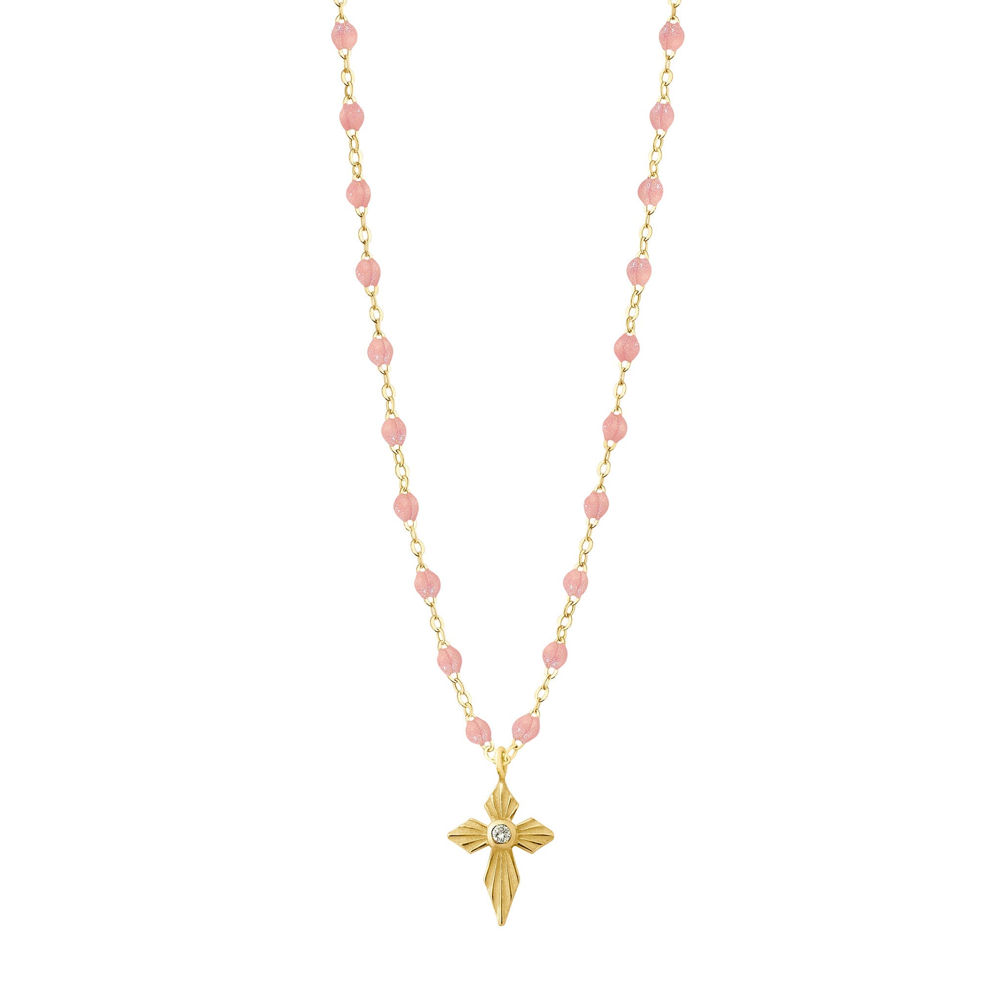 Gigi Clozeau - Croix Lumière Blush Diamond Necklace, Yellow Gold, 16.5"