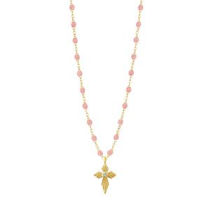 Gigi Clozeau - Croix Lumière Blush Diamond Necklace, Yellow Gold, 16.5"