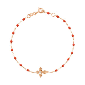Gigi Clozeau - Croix Lumière Coral Diamond Bracelet, Rose Gold, 6.7"