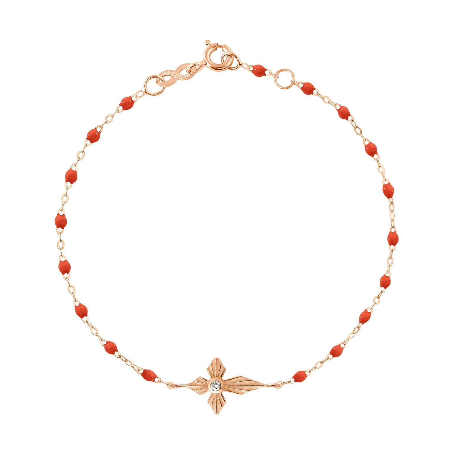 Gigi Clozeau - Croix Lumière Coral Diamond Bracelet, Rose Gold, 6.7"