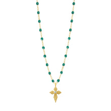 Gigi Clozeau - Croix Lumière Emerald Diamond Necklace, Yellow Gold, 16.5"