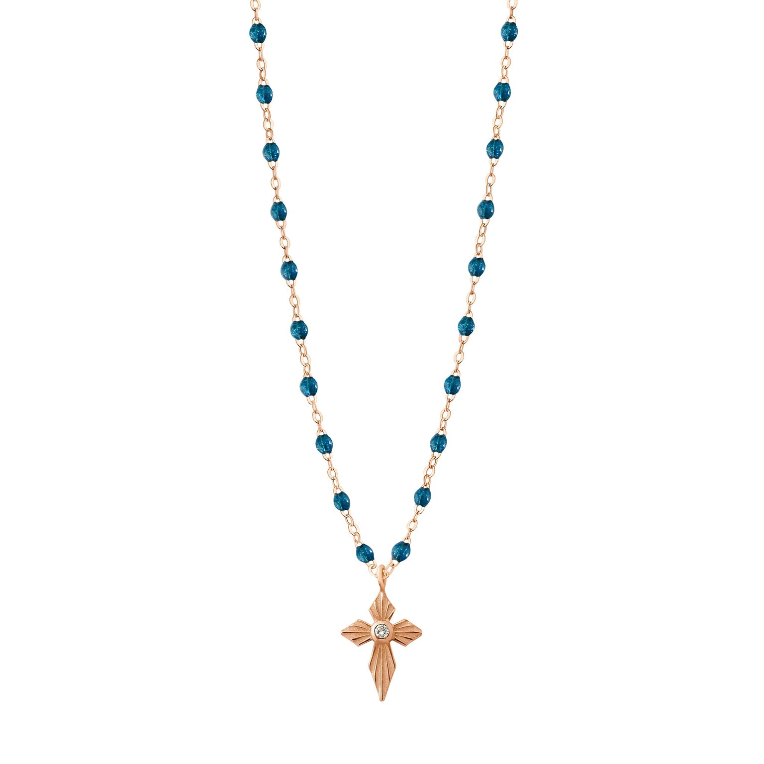 Gigi Clozeau - Croix Lumière Jungle Diamond Necklace, Rose Gold, 16.5"