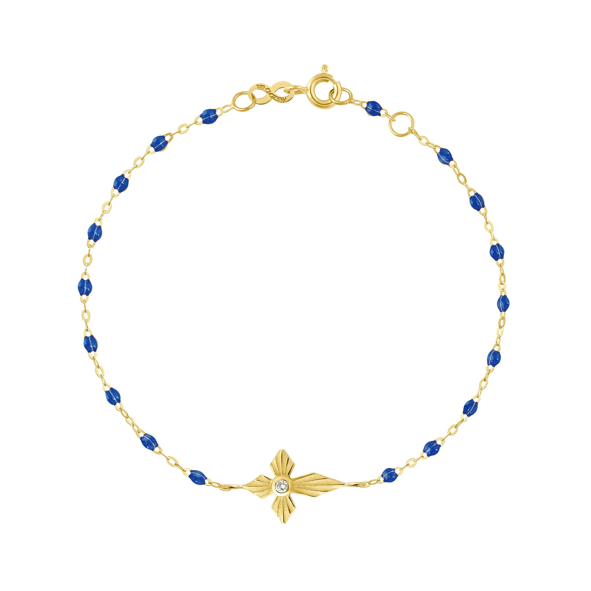 Gigi Clozeau - Croix Lumière Lapis Diamond Bracelet, Yellow Gold, 6.7"