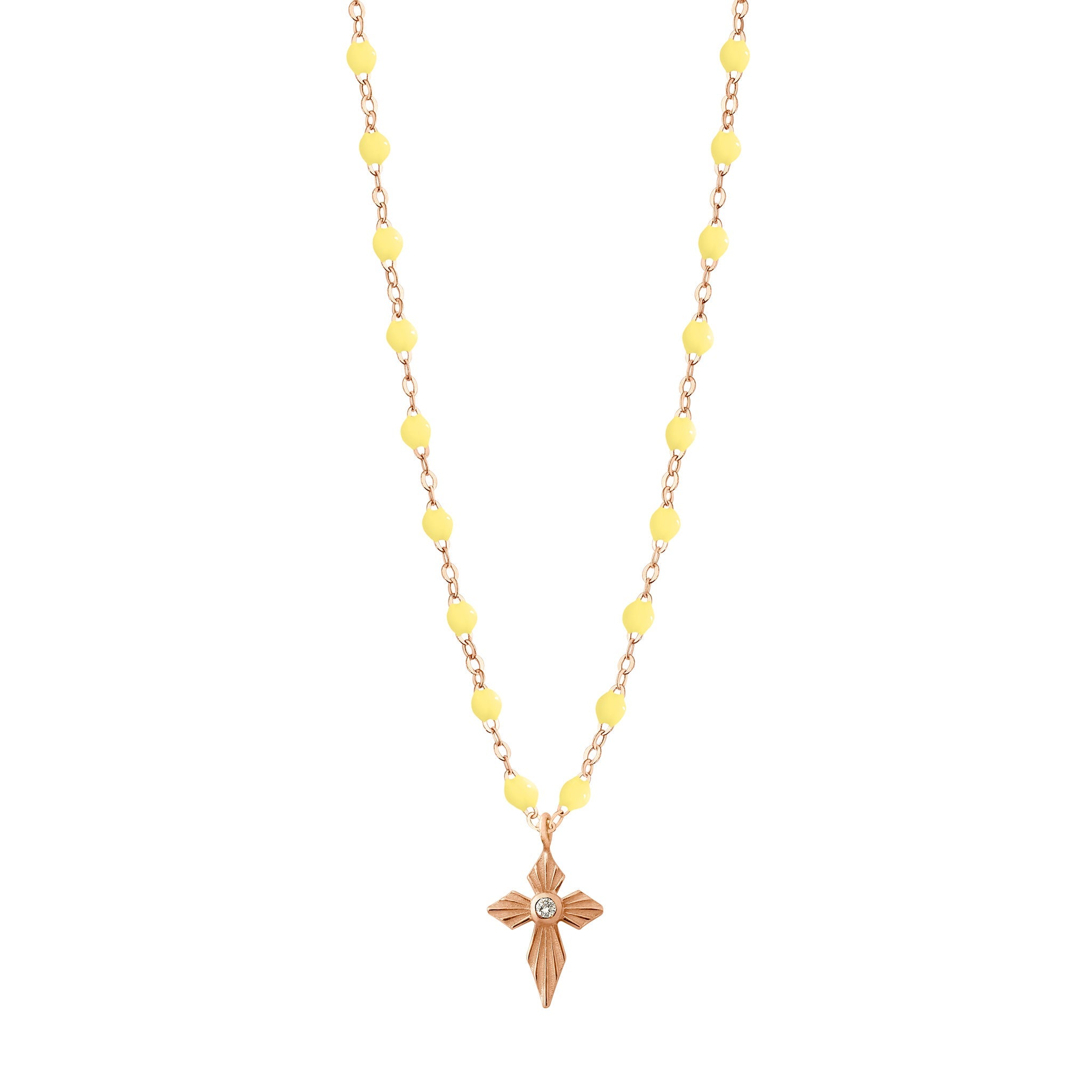 Gigi Clozeau - Croix Lumière Mimosa Diamond Necklace, Rose Gold, 16.5"