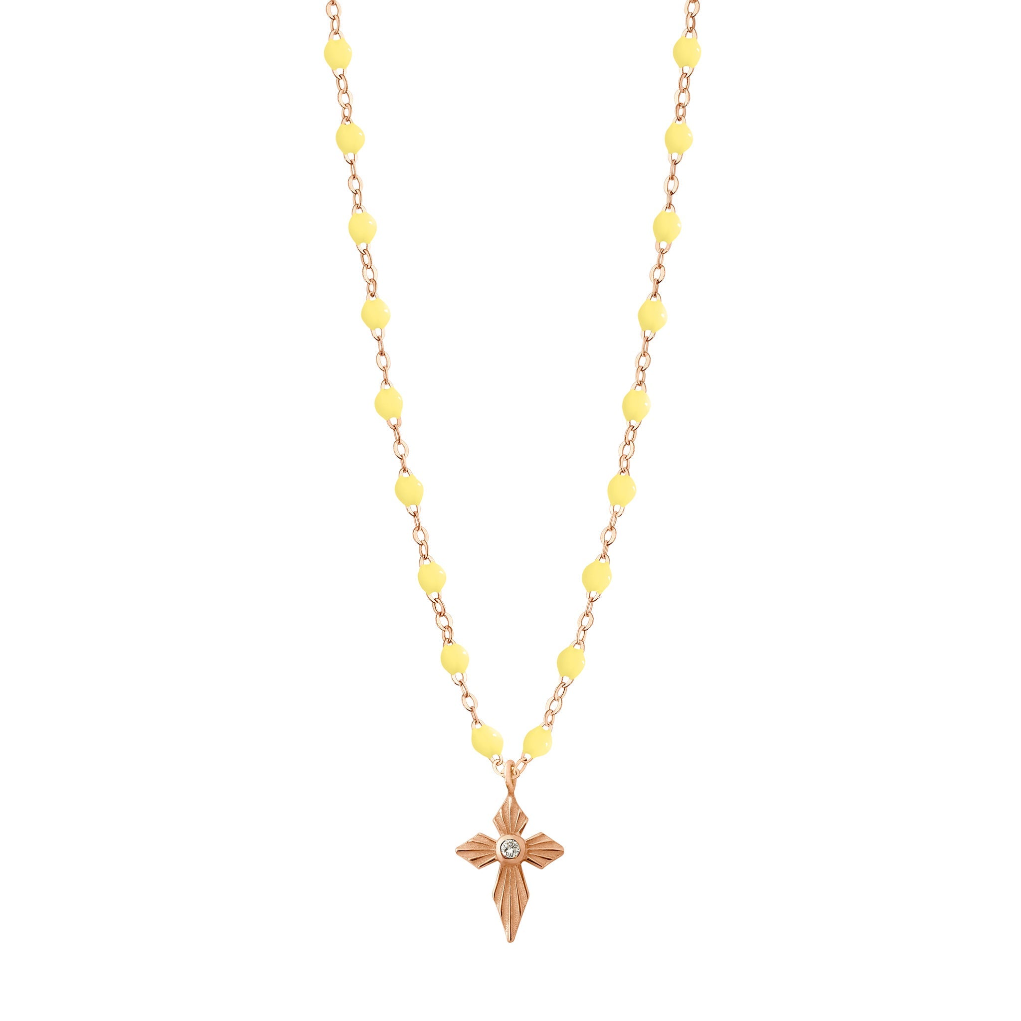 Gigi Clozeau - Croix Lumière Mimosa Diamond Necklace, Rose Gold, 16.5"