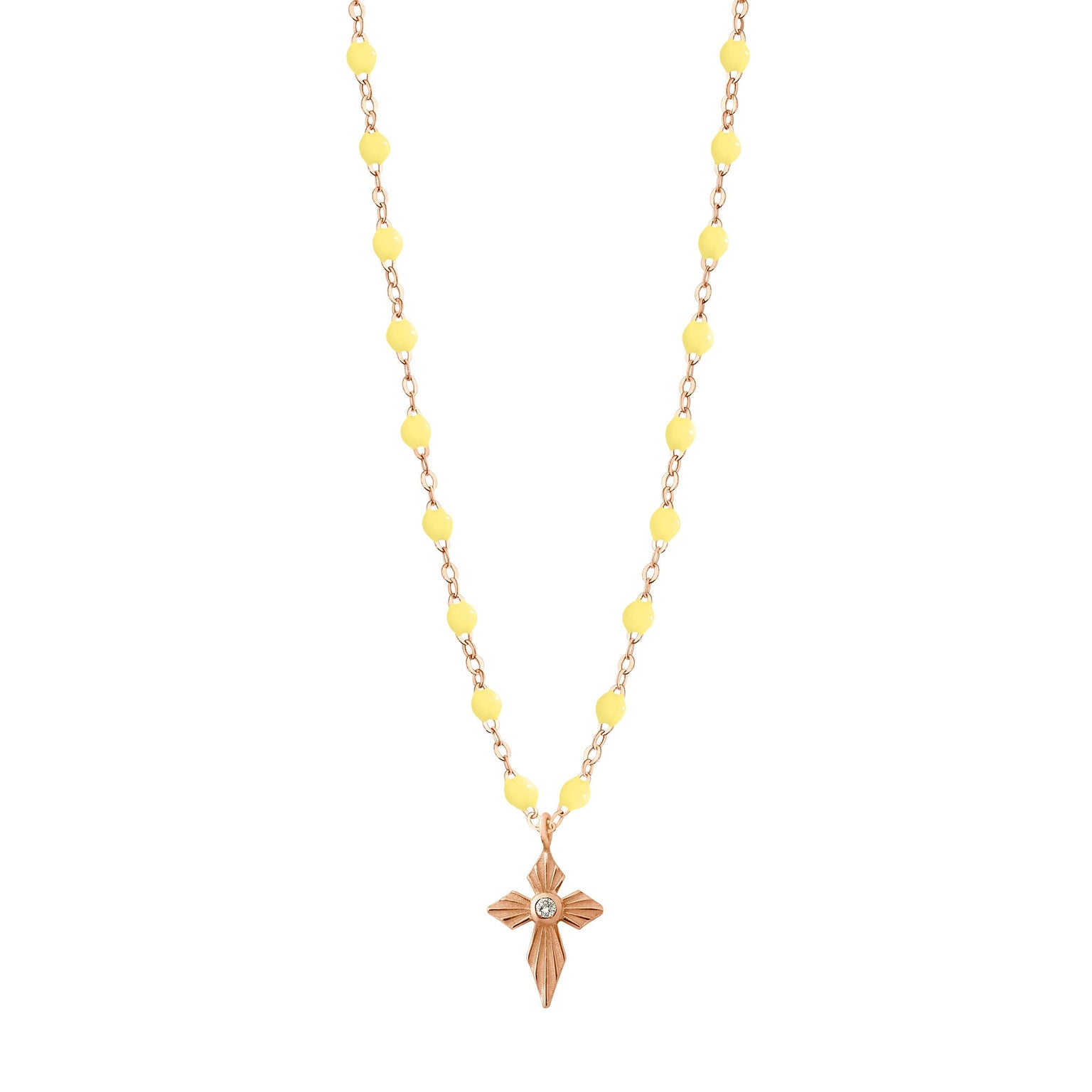 Gigi Clozeau - Croix Lumière Mimosa Diamond Necklace, Rose Gold, 16.5"