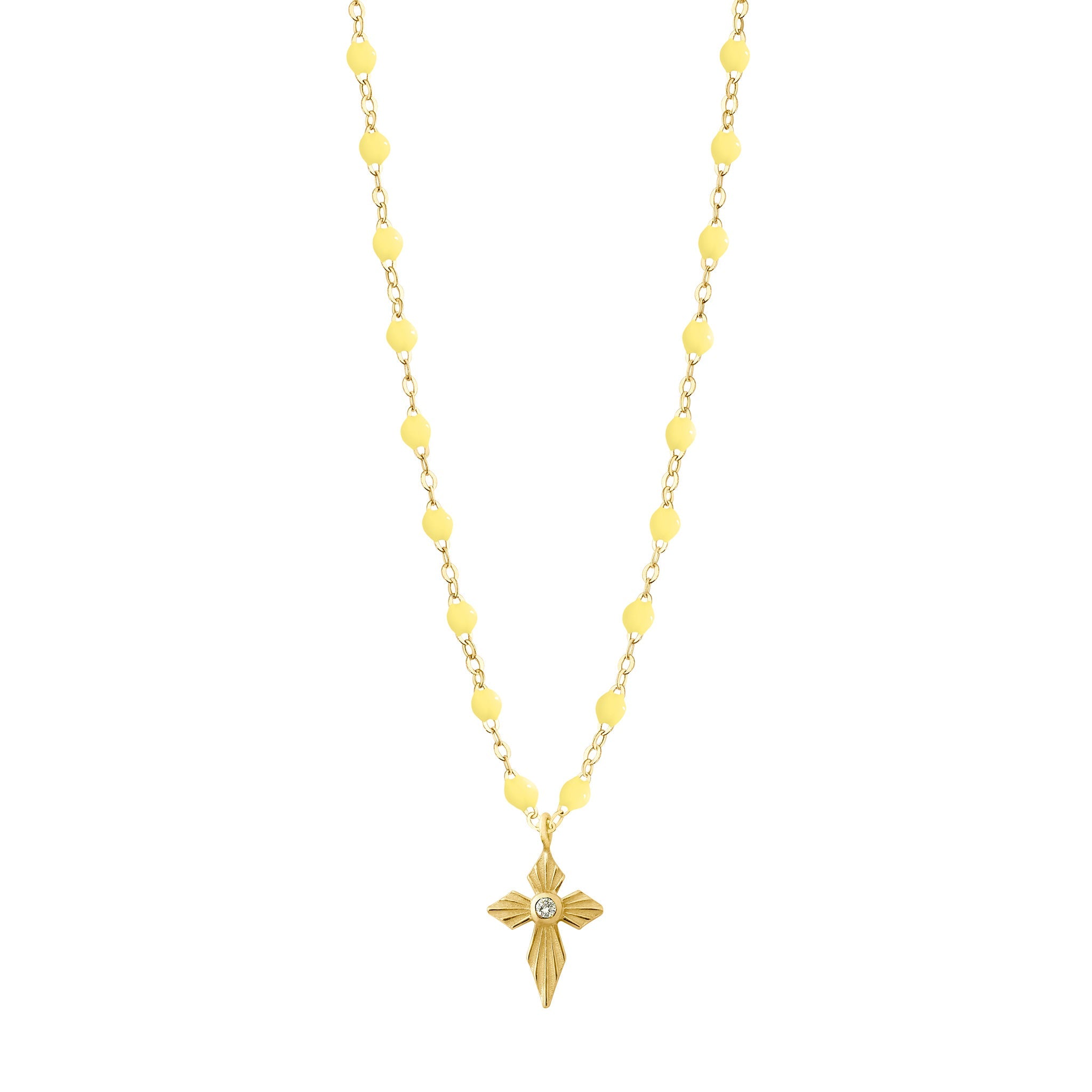 Gigi Clozeau - Croix Lumière Mimosa Diamond Necklace, Yellow Gold, 16.5"