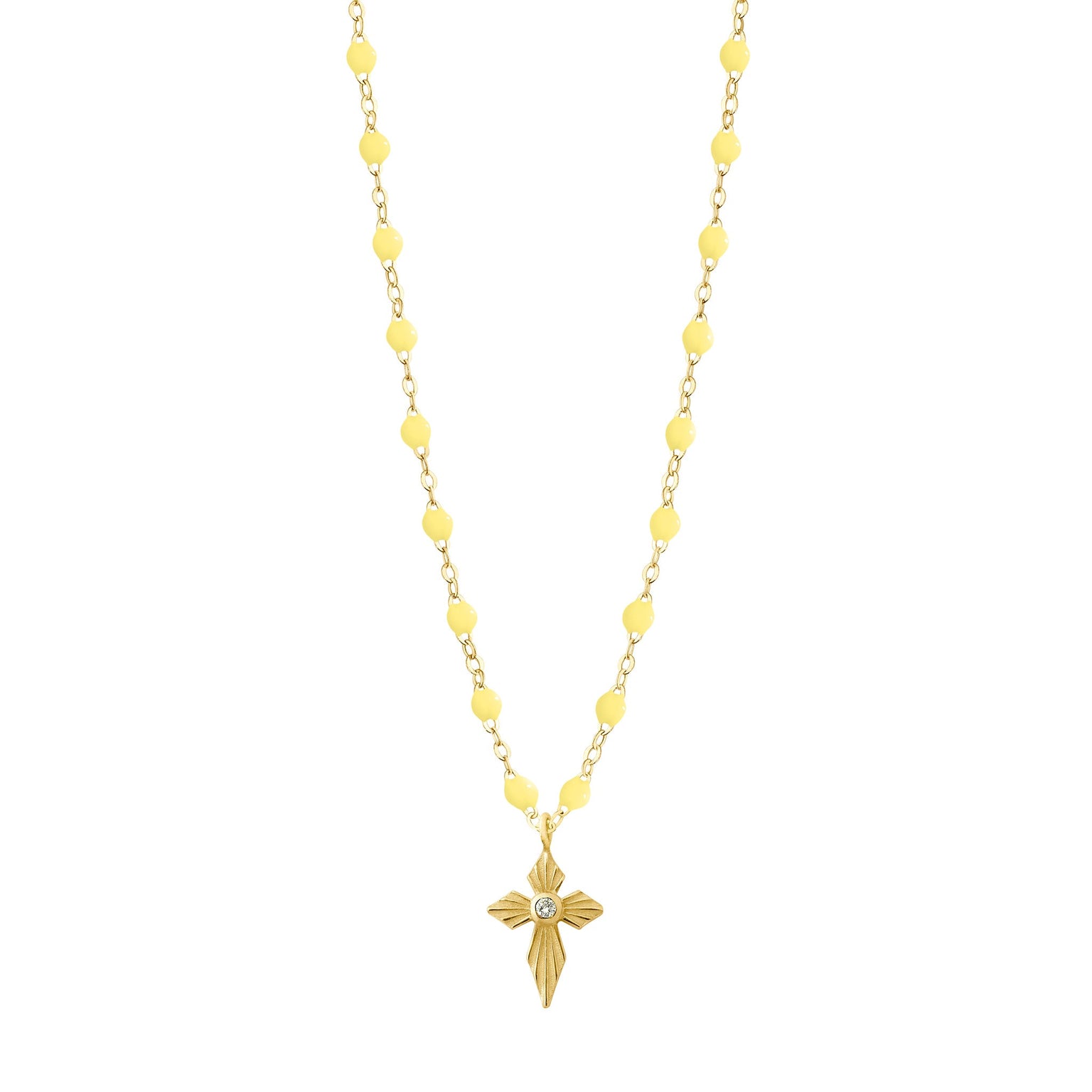 Gigi Clozeau - Croix Lumière Mimosa Diamond Necklace, Yellow Gold, 16.5"