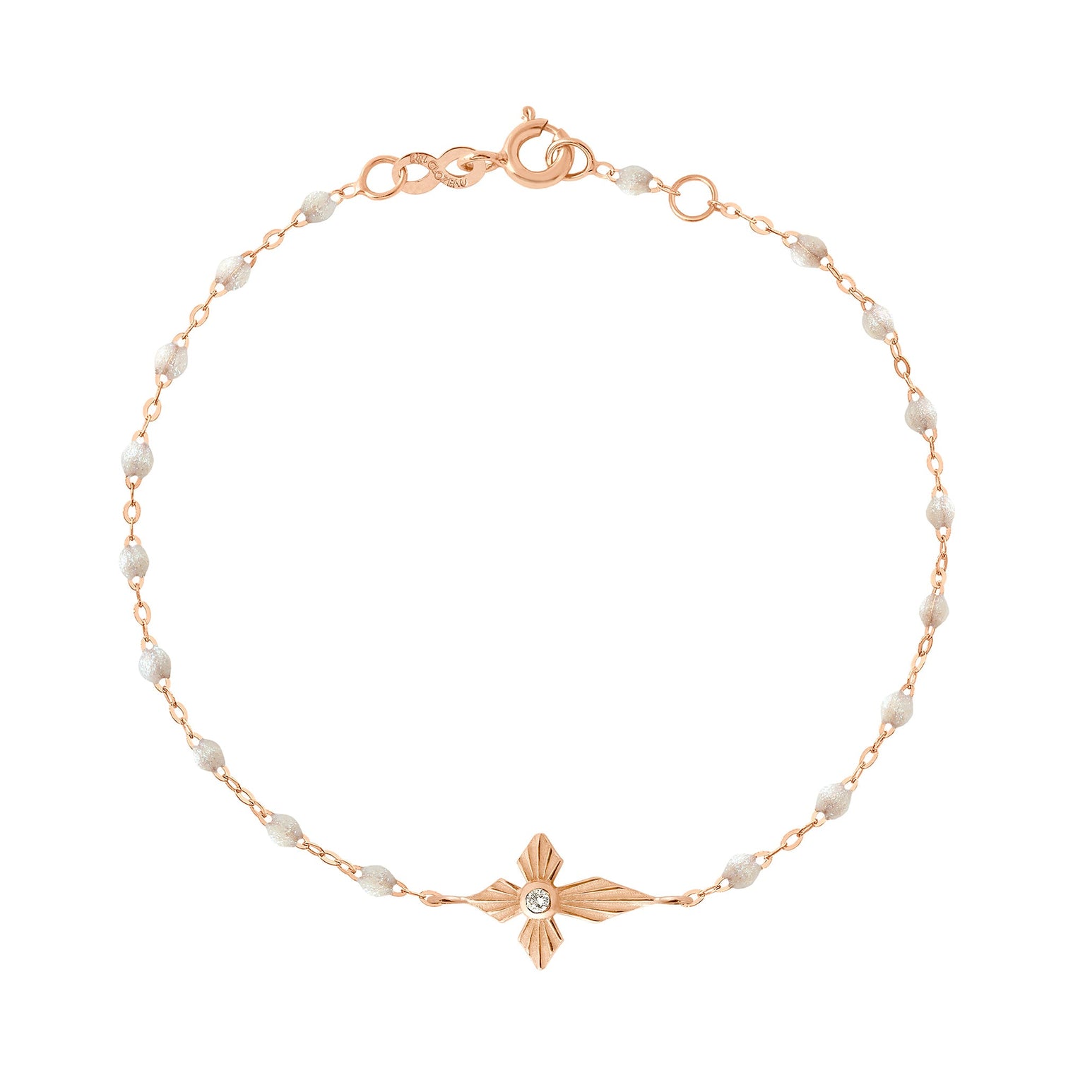 Gigi Clozeau - Croix Lumière Opal Diamond Bracelet, Rose Gold, 6.7"