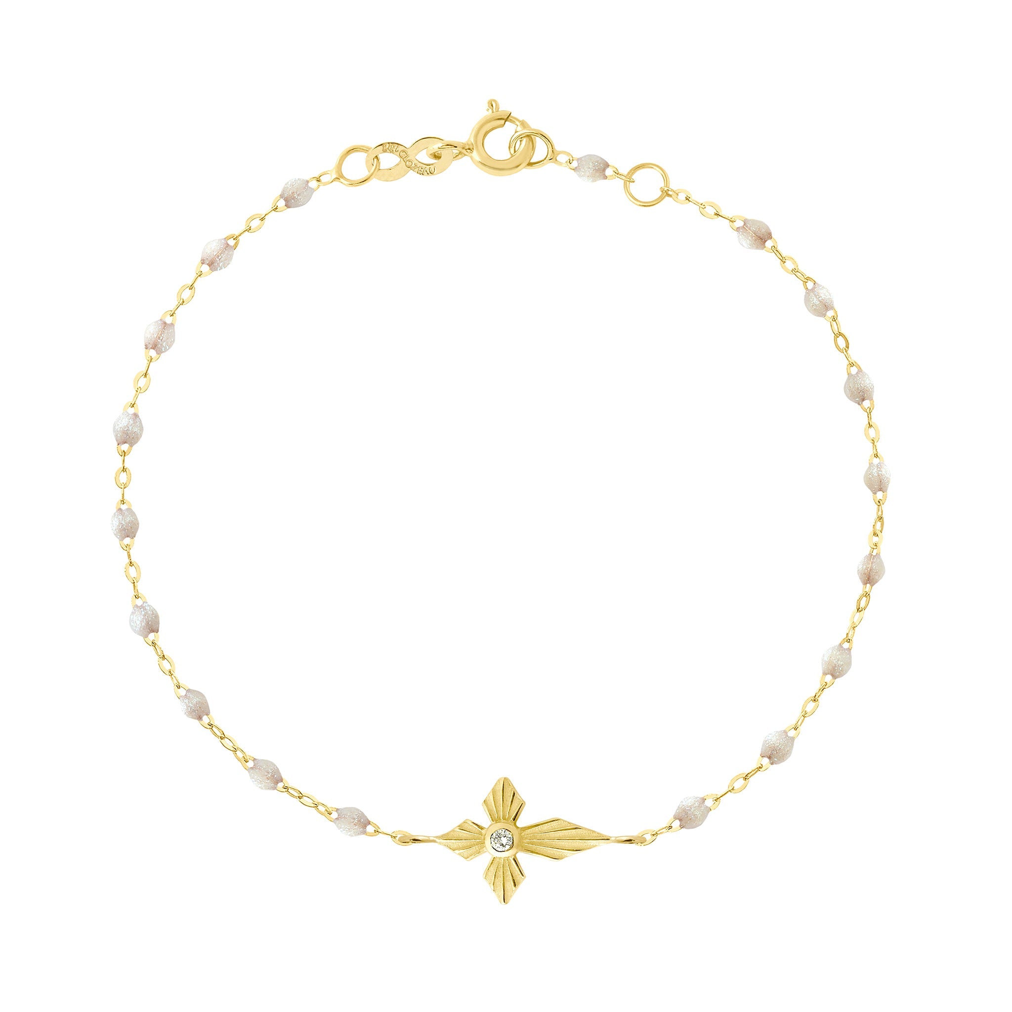Gigi Clozeau - Croix Lumière Opal Diamond Bracelet, Yellow Gold, 6.7"