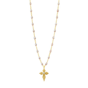 Gigi Clozeau - Croix Lumière Opal Diamond Necklace, Yellow Gold, 16.5"