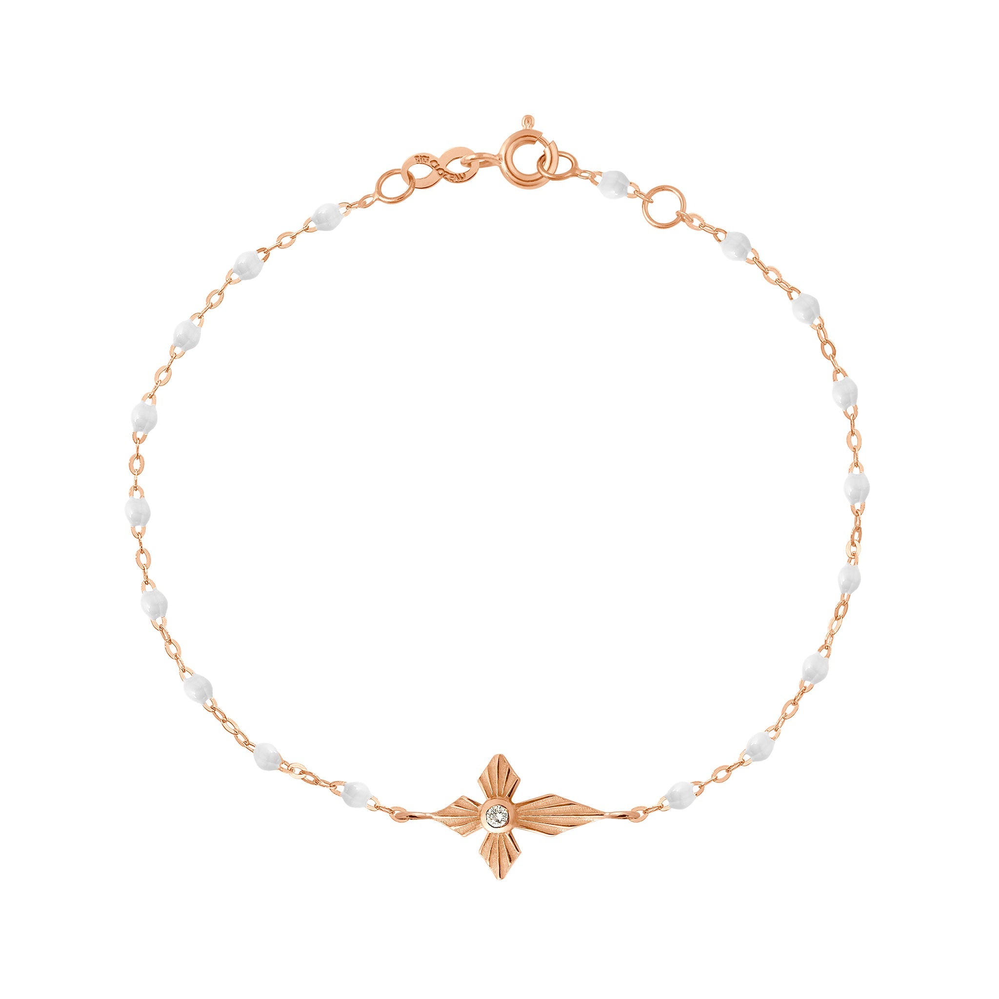 Gigi Clozeau - Croix Lumière White Diamond Bracelet, Rose Gold, 6.7"