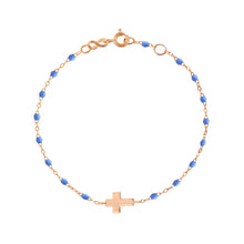Gigi Clozeau - Cross Charm Classic Gigi Bleuet bracelet, Rose Gold, 6.7"