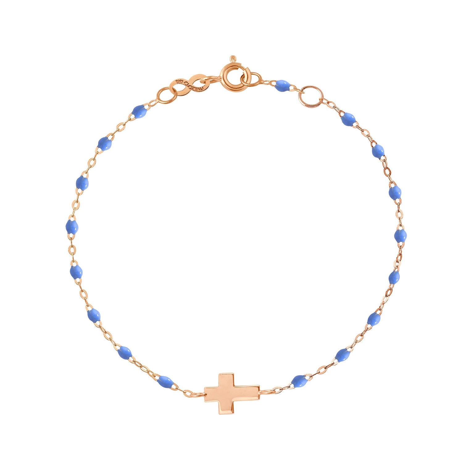 Gigi Clozeau - Cross Charm Classic Gigi Bleuet bracelet, Rose Gold, 6.7"