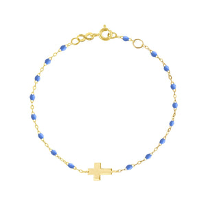 Gigi Clozeau - Cross Charm Classic Gigi Bleuet bracelet, Yellow Gold, 6.7"