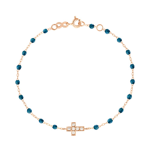 Gigi Clozeau - Cross Charm Classic Gigi Jungle diamond bracelet, Rose Gold, 6.7
