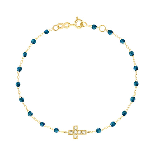 Gigi Clozeau - Cross Charm Classic Gigi Jungle diamond bracelet, Yellow Gold, 6.7