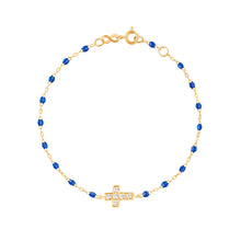 Gigi Clozeau - Cross Charm Classic Gigi Lapis diamond bracelet, Yellow Gold, 6.7"
