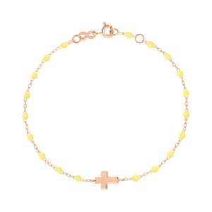 Gigi Clozeau - Cross Charm Classic Gigi Mimosa bracelet, Rose Gold, 6.7"