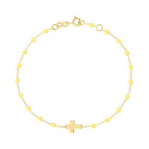 Gigi Clozeau - Cross Charm Classic Gigi Mimosa bracelet, Yellow Gold, 6.7"