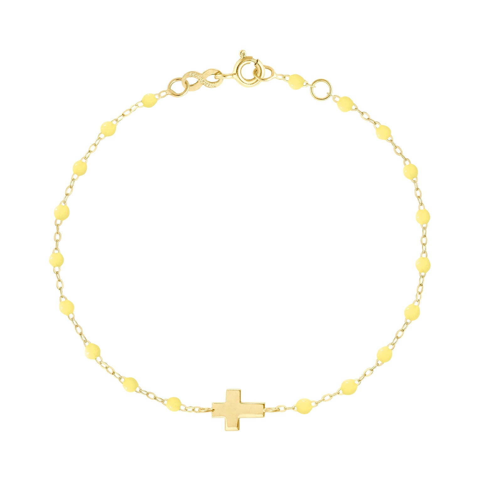 Gigi Clozeau - Cross Charm Classic Gigi Mimosa bracelet, Yellow Gold, 6.7"
