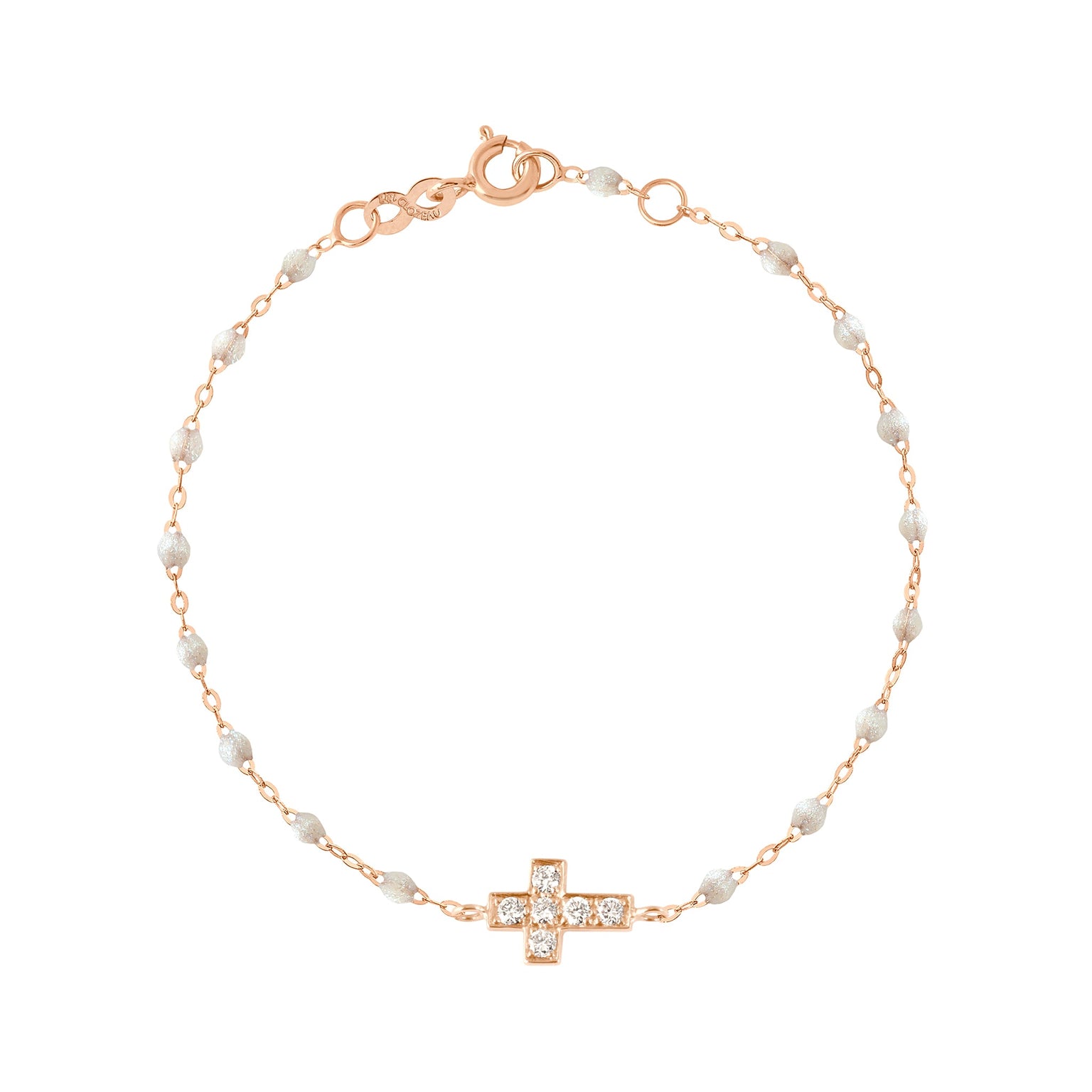 Gigi Clozeau - Cross Charm Classic Gigi Opal Diamond Bracelet, Rose Gold, 6.7"