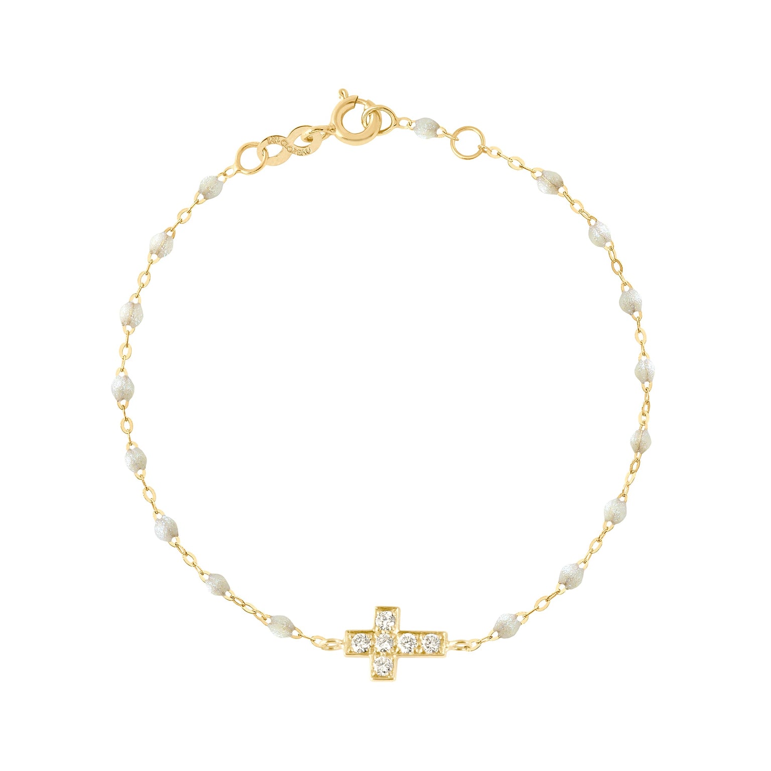 Gigi Clozeau - Cross Charm Classic Gigi Opal Diamond Bracelet, Yellow Gold, 6.7"