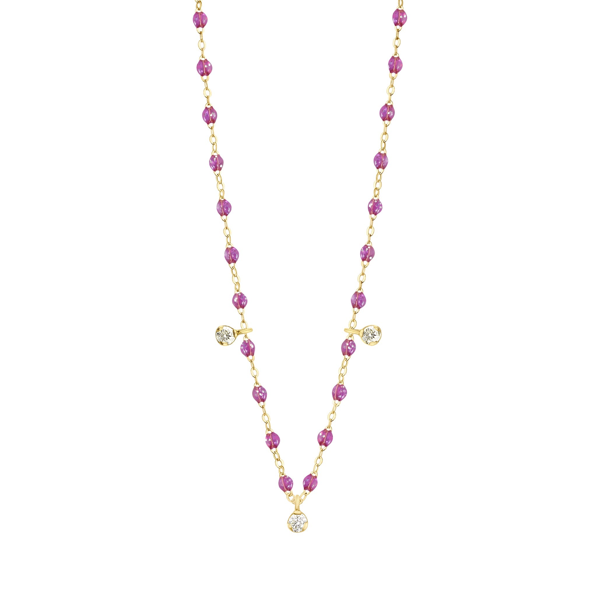 Gigi Clozeau - Gigi Supreme Classic 3 Diamond Necklace, Galaxy, Yellow Gold, 17.7"