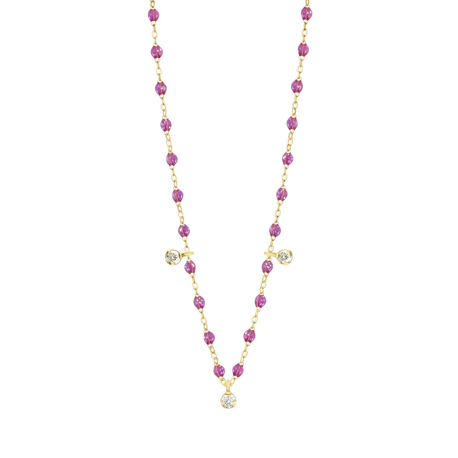 Gigi Clozeau - Gigi Supreme Classic 3 Diamond Necklace, Galaxy, Yellow Gold, 17.7"