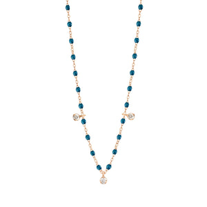 Gigi Clozeau - Gigi Supreme Classic 3 Diamond Necklace, Jungle, Rose Gold, 17.7"