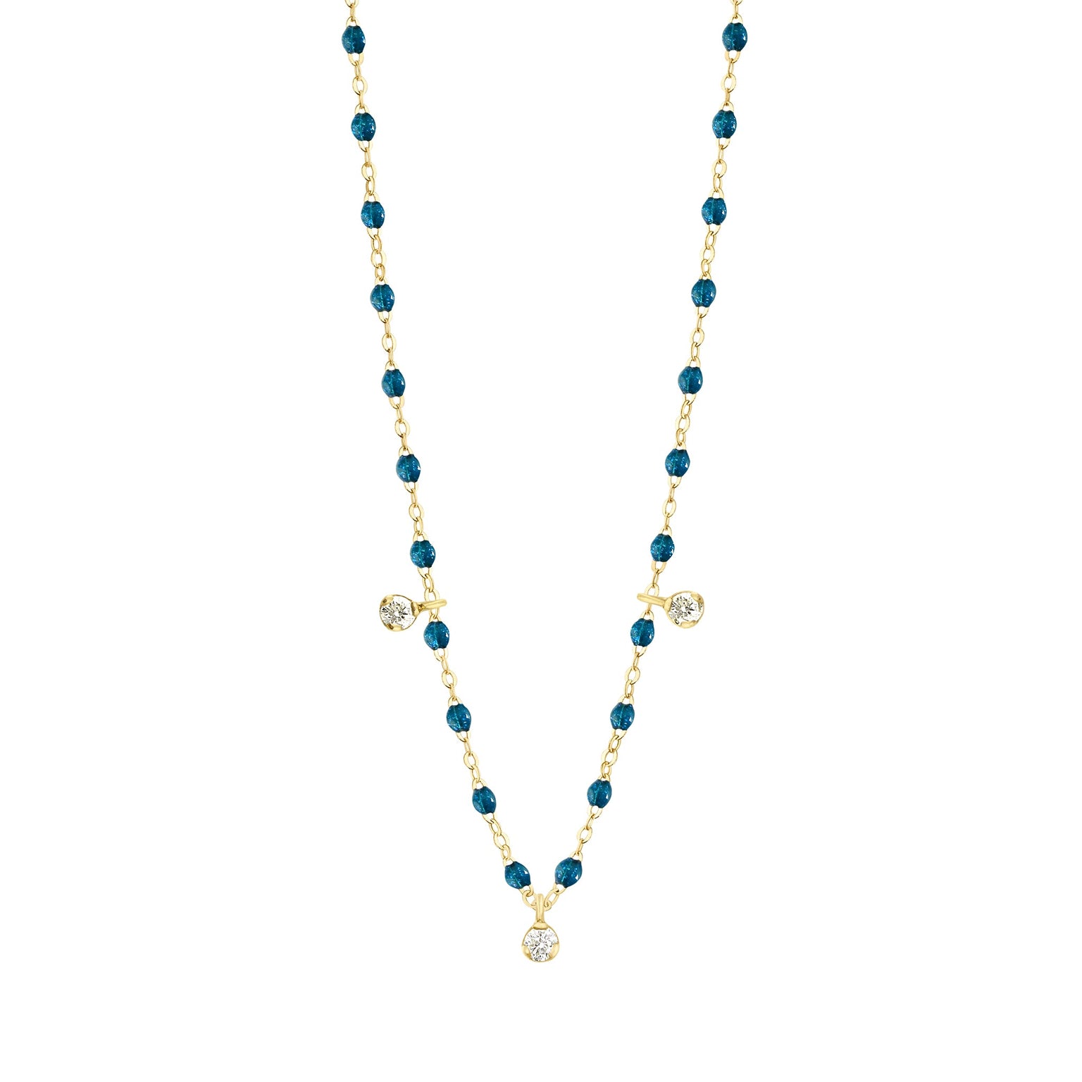 Gigi Clozeau - Gigi Supreme Classic 3 Diamond Necklace, Jungle, Yellow Gold, 17.7"