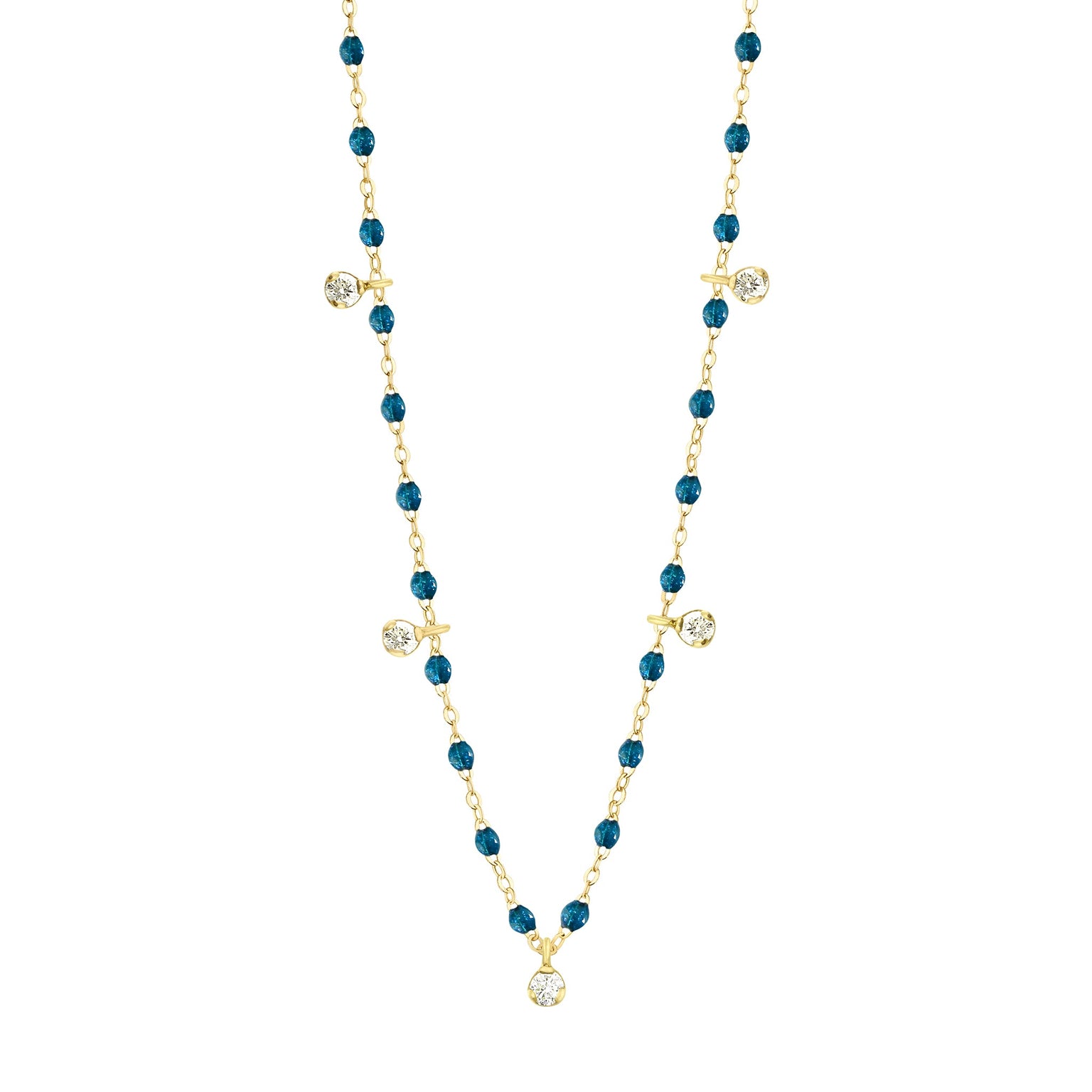 Gigi Clozeau - Gigi Supreme Classic 5 Diamond Necklace, Jungle, Yellow Gold, 17.7"