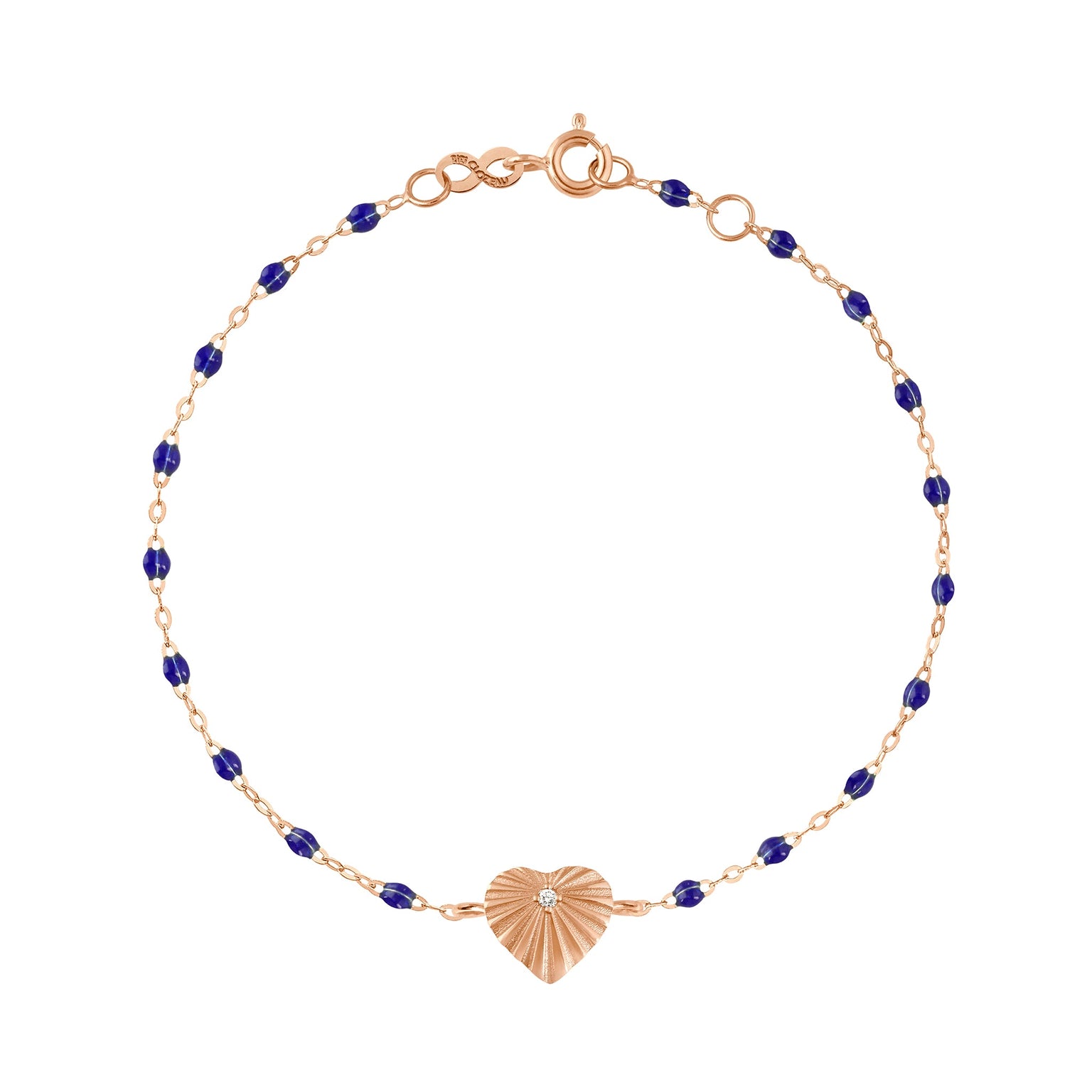 Gigi Clozeau - Heart Lumière Lapis Diamond Bracelet, Rose Gold, 6.7"