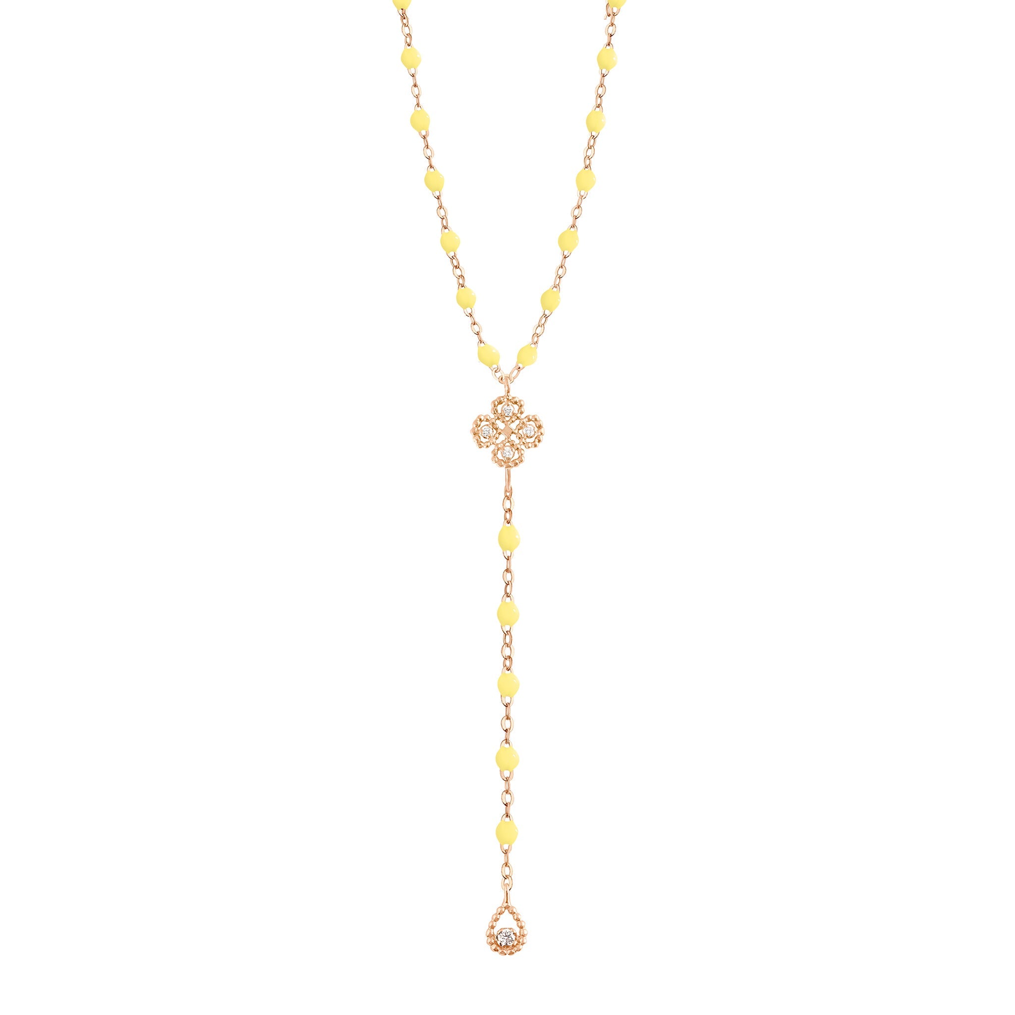 Gigi Clozeau - Lucky Classic Gigi Mimosa diamond rosary, Rose Gold, 17.7"