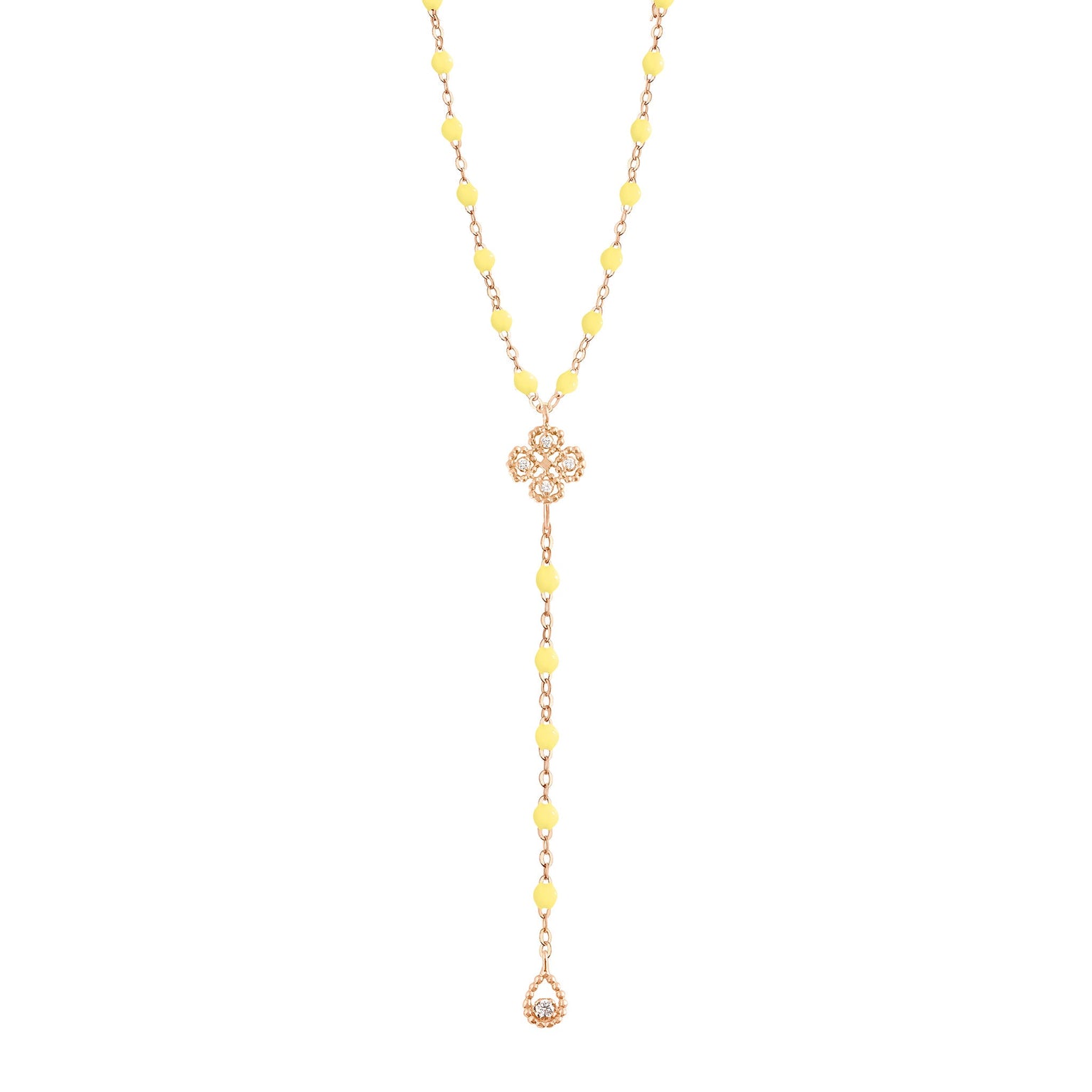 Gigi Clozeau - Lucky Classic Gigi Mimosa diamond rosary, Rose Gold, 17.7"