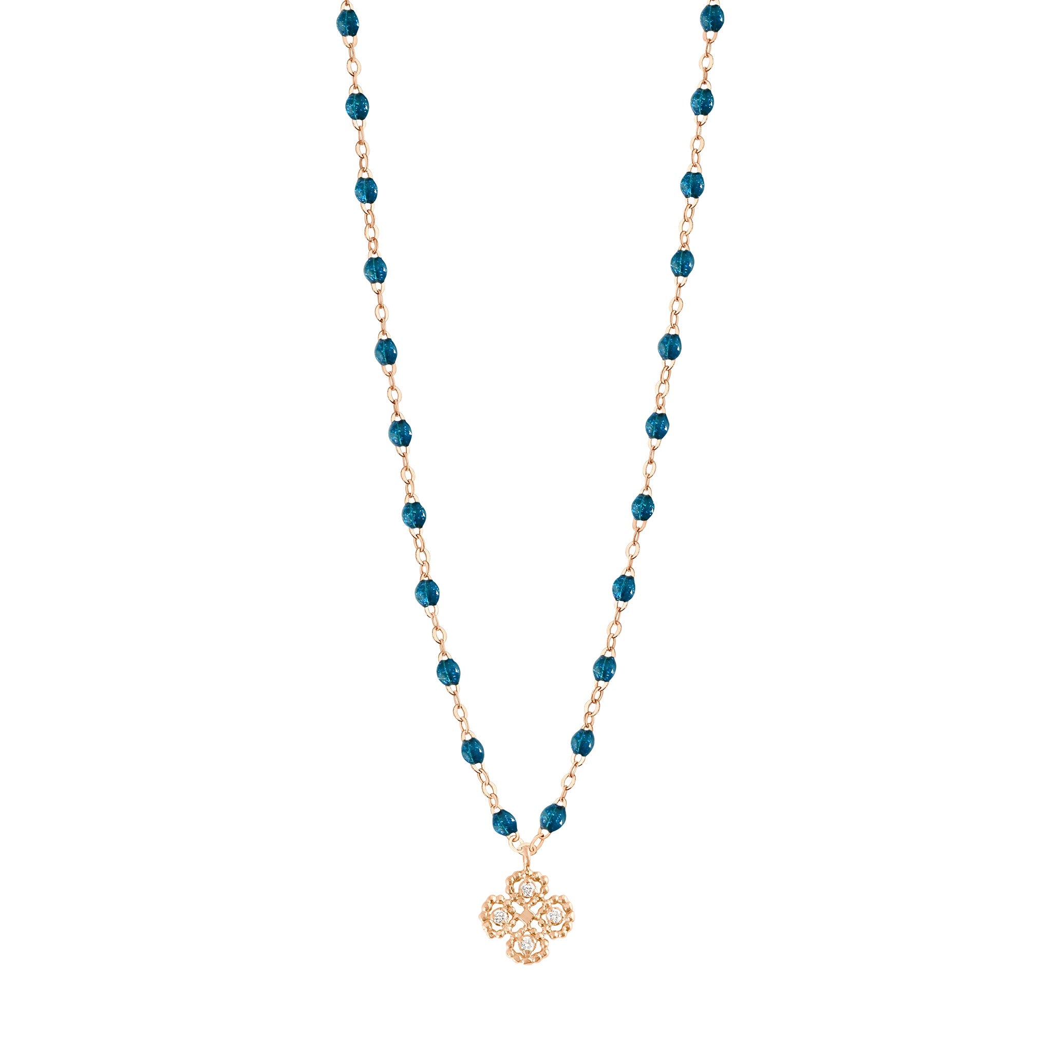 Gigi Clozeau - Lucky Clover Classic Gigi Jungle diamond necklace, Rose Gold, 16.5"