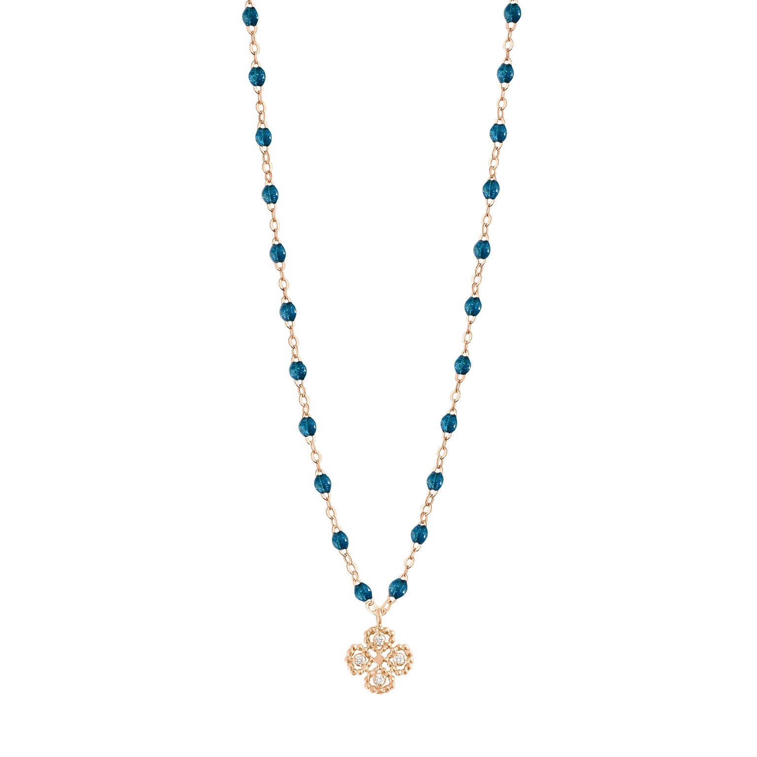 Gigi Clozeau - Lucky Clover Classic Gigi Jungle diamond necklace, Rose Gold, 16.5"