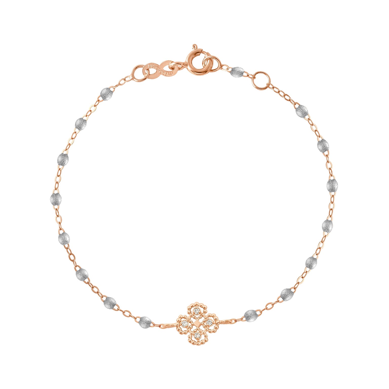 Gigi Clozeau - Lucky Clover Classic Gigi Silver diamond Bracelet, Rose Gold, 6.7"