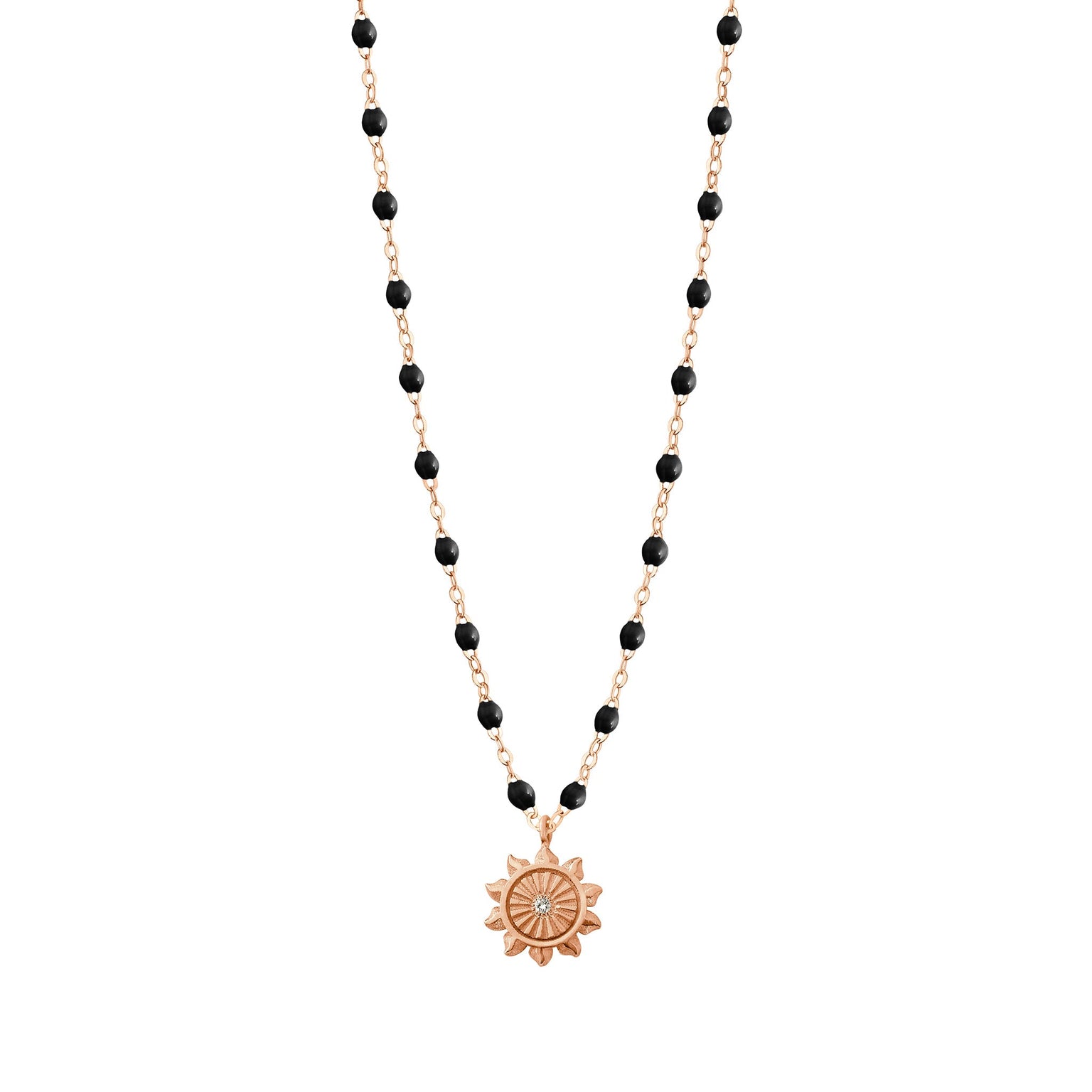 Gigi Clozeau - Lucky Sun Black Diamond Necklace, Rose Gold, 16.5"